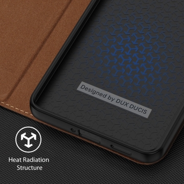 Чохол-книжка Dux Ducis (серія Skin X2) для смартфона Xiaomi Redmi Note 12 Pro 5G / Xiaomi Poco X5 Pro 5G, горизонтальний фліп, штучна шкіра + накладка з термополіуретана, вбудовані магніти для фіксації чохла в закритому стані, відділення для платіжних карт, металева захисна решітка на отворі для розмовного динаміка, логотип «Dux Ducis», можливість трансформації чохла в підставку для перегляду відео, Київ Киев