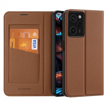 Чохол-книжка Dux Ducis (серія Skin X2) для смартфона Xiaomi Redmi Note 12 Pro 5G / Xiaomi Poco X5 Pro 5G, горизонтальний фліп, штучна шкіра + накладка з термополіуретана, вбудовані магніти для фіксації чохла в закритому стані, відділення для платіжних карт, металева захисна решітка на отворі для розмовного динаміка, логотип «Dux Ducis», можливість трансформації чохла в підставку для перегляду відео, Київ Киев