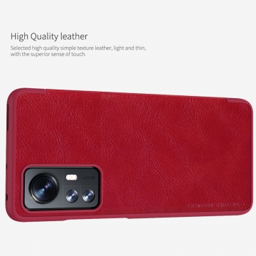Чехол-книжка Nillkin (серия Qin) для смартфона Xiaomi 12 / Xiaomi 12X / Xiaomi 12S, смарт-чехол, чехол-книжка, противоударный чехол, горизонтальный флип, пластик, искусственная кожа, PU, чёрный, коричневый, красный, Киев, Київ