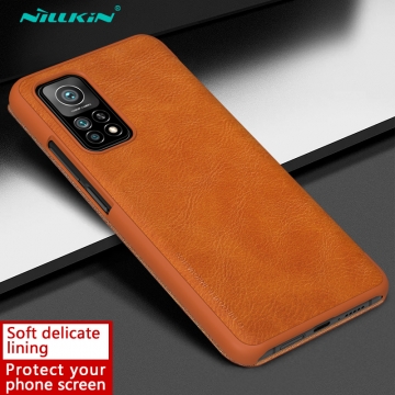 Чехол-книжка Nillkin (серия Qin) для смартфона Xiaomi Mi10T / Xiaomi Mi10T Pro / Xiaomi Redmi K30S, смарт-чехол, чехол-книжка, противоударный чехол, горизонтальный флип, пластик, искусственная кожа, PU, чёрный, коричневый, красный, Киев