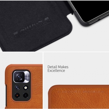 Чехол-книжка Nillkin (серия Qin) для смартфона Xiaomi Poco M4 Pro 5G / Xiaomi Redmi Note 11S 5G / Xiaomi Redmi Note 11T 5G / Xiaomi Redmi Note 11 5G (China), чехол-книжка, противоударный чехол, горизонтальный флип, пластик, искусственная кожа, PU, чёрный, коричневый, красный, Киев, Київ