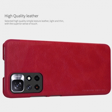 Чехол-книжка Nillkin (серия Qin) для смартфона Xiaomi Poco M4 Pro 5G / Xiaomi Redmi Note 11S 5G / Xiaomi Redmi Note 11T 5G / Xiaomi Redmi Note 11 5G (China), чехол-книжка, противоударный чехол, горизонтальный флип, пластик, искусственная кожа, PU, чёрный, коричневый, красный, Киев, Київ
