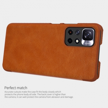 Чехол-книжка Nillkin (серия Qin) для смартфона Xiaomi Poco M4 Pro 5G / Xiaomi Redmi Note 11S 5G / Xiaomi Redmi Note 11T 5G / Xiaomi Redmi Note 11 5G (China), чехол-книжка, противоударный чехол, горизонтальный флип, пластик, искусственная кожа, PU, чёрный, коричневый, красный, Киев, Київ