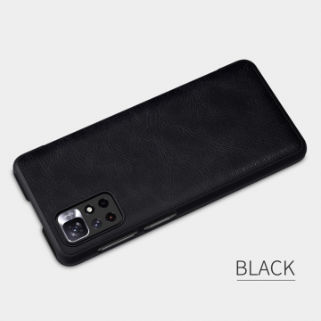 Чехол-книжка Nillkin (серия Qin) для смартфона Xiaomi Poco M4 Pro 5G / Xiaomi Redmi Note 11S 5G / Xiaomi Redmi Note 11T 5G / Xiaomi Redmi Note 11 5G (China), чехол-книжка, противоударный чехол, горизонтальный флип, пластик, искусственная кожа, PU, чёрный, коричневый, красный, Киев, Київ