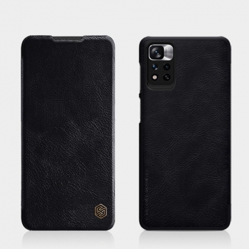 Чехол-книжка Nillkin (серия Qin) для смартфона Xiaomi Poco M4 Pro 5G / Xiaomi Redmi Note 11S 5G / Xiaomi Redmi Note 11T 5G / Xiaomi Redmi Note 11 5G (China), чехол-книжка, противоударный чехол, горизонтальный флип, пластик, искусственная кожа, PU, чёрный, коричневый, красный, Киев, Київ