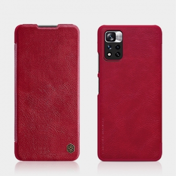 Чехол-книжка Nillkin (серия Qin) для смартфона Xiaomi Poco M4 Pro 5G / Xiaomi Redmi Note 11S 5G / Xiaomi Redmi Note 11T 5G / Xiaomi Redmi Note 11 5G (China), чехол-книжка, противоударный чехол, горизонтальный флип, пластик, искусственная кожа, PU, чёрный, коричневый, красный, Киев, Київ