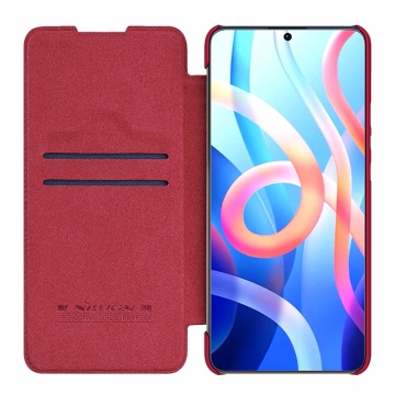 Чехол-книжка Nillkin (серия Qin) для смартфона Xiaomi Poco M4 Pro 5G / Xiaomi Redmi Note 11S 5G / Xiaomi Redmi Note 11T 5G / Xiaomi Redmi Note 11 5G (China), чехол-книжка, противоударный чехол, горизонтальный флип, пластик, искусственная кожа, PU, чёрный, коричневый, красный, Киев, Київ