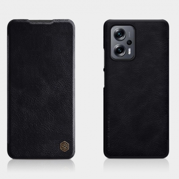 Чехол-книжка Nillkin (серия Qin) для смартфона Xiaomi Poco X4 GT / Xiaomi Redmi Note 11T Pro (China) / Xiaomi Redmi Note 11T Pro+ (China), чехол-книжка, противоударный чехол, горизонтальный флип, пластик, искусственная кожа, PU, чёрный, коричневый, красный, Киев, Київ 