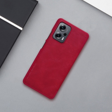 Чехол-книжка Nillkin (серия Qin) для смартфона Xiaomi Poco X4 GT / Xiaomi Redmi Note 11T Pro (China) / Xiaomi Redmi Note 11T Pro+ (China), чехол-книжка, противоударный чехол, горизонтальный флип, пластик, искусственная кожа, PU, чёрный, коричневый, красный, Киев, Київ 