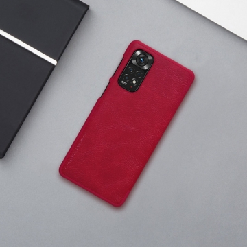 Чехол-книжка Nillkin (серия Qin) для смартфона Xiaomi Redmi Note 11 / Xiaomi Redmi Note 11S, чехол-книжка, противоударный чехол, горизонтальный флип, пластик, искусственная кожа, PU, чёрный, коричневый, красный, Киев, Київ 