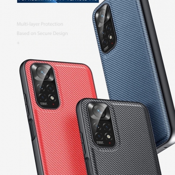 Чехол-накладка Dux Ducis (серия Fino) для смартфона Xiaomi Redmi Note 11 / Xiaomi Redmi Note 11S, поликарбонат, ПВХ, нейлоновое волокно, рама из термополиуретана, накладка для защиты блока камер, накладки на кнопки регулировки громкости, двойное отверстие для крепления ремешка, логотип «Dux Ducis», чёрный, синий, зелёный, фабричная упаковка, Киев, Київ