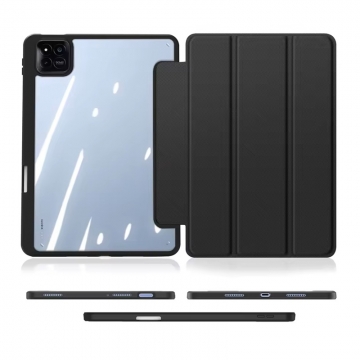 Чохол-накладка Dux Ducis (серія Toby) для планшета Xiaomi Pad 7 / Xiaomi Pad 7 Pro, горизонтальний фліп, передня панель зі штучної шкіри / поліуретану, задня панель з полікарбонату, рама з термополіуретану, прозора задня панель, смарт-чохол (екран вмикається при відкритті чохла і вимикається при закритті), відділення для зберігання стилуса, отвори у кутах задньої панелі для додаткового охолодження, Київ, Киев