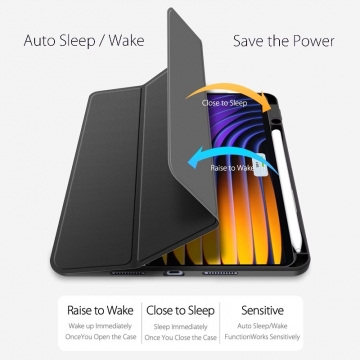 Чохол-накладка Dux Ducis (серія Toby) для планшета Xiaomi Pad 7 / Xiaomi Pad 7 Pro, горизонтальний фліп, передня панель зі штучної шкіри / поліуретану, задня панель з полікарбонату, рама з термополіуретану, прозора задня панель, смарт-чохол (екран вмикається при відкритті чохла і вимикається при закритті), відділення для зберігання стилуса, отвори у кутах задньої панелі для додаткового охолодження, Київ, Киев