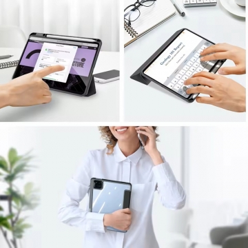 Чохол-накладка Dux Ducis (серія Toby) для планшета Xiaomi Pad 7 / Xiaomi Pad 7 Pro, горизонтальний фліп, передня панель зі штучної шкіри / поліуретану, задня панель з полікарбонату, рама з термополіуретану, прозора задня панель, смарт-чохол (екран вмикається при відкритті чохла і вимикається при закритті), відділення для зберігання стилуса, отвори у кутах задньої панелі для додаткового охолодження, Київ, Киев