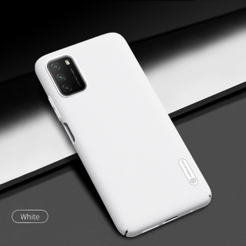 Чехол-накладка Nillkin Super Frosted Shield для смартфона Xiaomi Poco M3, противоударный бампер, рифлёный пластик, чёрный, белый, золотой, красный, сапфирово-синий (Sapphire Blue), сине-зелёный (Peacock Blue), мятный (Mint Green), подставка для просмотра видео, Киев