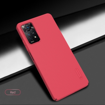 Чехол-накладка Nillkin Super Frosted Shield для смартфона Xiaomi Redmi Note 11 Pro / Xiaomi Redmi Note 11 Pro 5G / Xiaomi Redmi Note 11E Pro (China), противоударный бампер, рифлёный пластик, накладки на кнопки регулировки громкости, чёрный, белый, золотой, красный, сапфирово-синий (Sapphire Blue), сине-зелёный (Peacock Blue), подставка для просмотра видео, Киев