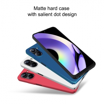 Чехол-накладка Nillkin Super Frosted Shield для смартфона Realme 10 Pro, противоударный бампер, рифлёный пластик, накладки на кнопки регулировки громкости, чёрный, белый, золотой, красный, сапфирово-синий (Sapphire Blue), сине-зелёный (Peacock Blue), Киев, Київ