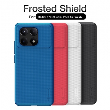 Чехол-накладка Nillkin Super Frosted Shield для смартфона Xiaomi Poco X6 Pro / Xiaomi Redmi K70E, противоударный бампер, рифлёный пластик, накладки на кнопки регулировки громкости, чёрный, белый, золотой, красный, сапфирово-синий (Sapphire Blue), сине-зелёный (Peacock Blue), подставка для просмотра видео, Киев