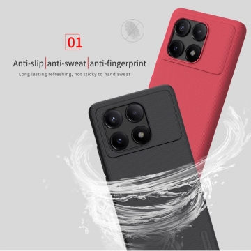 Чехол-накладка Nillkin Super Frosted Shield для смартфона Xiaomi Poco X6 Pro / Xiaomi Redmi K70E, противоударный бампер, рифлёный пластик, накладки на кнопки регулировки громкости, чёрный, белый, золотой, красный, сапфирово-синий (Sapphire Blue), сине-зелёный (Peacock Blue), подставка для просмотра видео, Киев