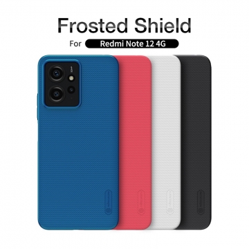 Чехол-накладка Nillkin Super Frosted Shield для смартфона Xiaomi Redmi Note 12 4G, противоударный бампер, рифлёный пластик, накладки на кнопки регулировки громкости, чёрный, белый, золотой, красный, сапфирово-синий (Sapphire Blue), сине-зелёный (Peacock Blue), подставка для просмотра видео, Киів, Киев