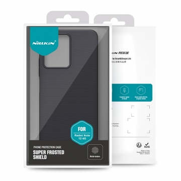 Чехол-накладка Nillkin Super Frosted Shield для смартфона Xiaomi Redmi Note 12 4G, противоударный бампер, рифлёный пластик, накладки на кнопки регулировки громкости, чёрный, белый, золотой, красный, сапфирово-синий (Sapphire Blue), сине-зелёный (Peacock Blue), подставка для просмотра видео, Киів, Киев
