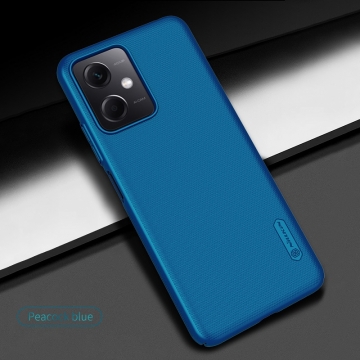 Чехол-накладка Nillkin Super Frosted Shield для смартфона Xiaomi Redmi Note 12 5G / Xiaomi Poco X5 5G, противоударный бампер, рифлёный пластик, накладки на кнопки регулировки громкости, чёрный, белый, золотой, красный, сапфирово-синий (Sapphire Blue), сине-зелёный (Peacock Blue), Киев, Київ
