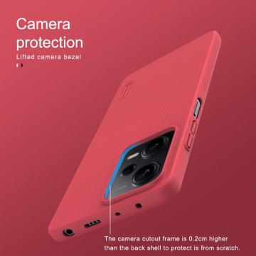 Чехол-накладка Nillkin Super Frosted Shield для смартфона Xiaomi Redmi Note 12 Pro 5G / Xiaomi Poco X5 Pro 5G, противоударный бампер, рифлёный пластик, накладки на кнопки регулировки громкости, чёрный, белый, золотой, красный, сапфирово-синий (Sapphire Blue), сине-зелёный (Peacock Blue), Киев, Київ