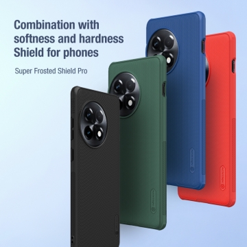 Чохол-накладка Nillkin Super Frosted Shield Pro для смартфона OnePlus Ace 2 Pro, задня панель з полікарбоната + рама з термополіуретана, поєднання жорсткості з гнучкістю, додатковий захист кутів смартфона кутовими бамперами, накладки на кнопки живлення й регулювання гучності, чорний, синій, зелений, червоний, Київ, Киев
