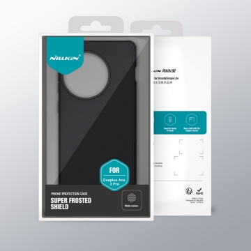 Чохол-накладка Nillkin Super Frosted Shield Pro для смартфона OnePlus Ace 2 Pro, задня панель з полікарбоната + рама з термополіуретана, поєднання жорсткості з гнучкістю, додатковий захист кутів смартфона кутовими бамперами, накладки на кнопки живлення й регулювання гучності, чорний, синій, зелений, червоний, Київ, Киев