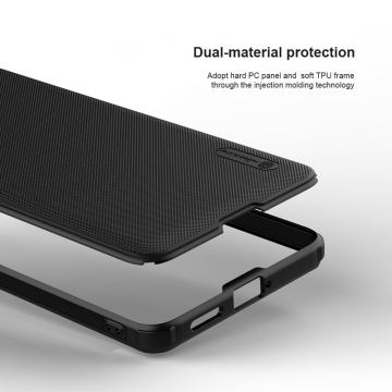 Чохол-накладка Nillkin Super Frosted Shield Pro для смартфона Xiaomi Poco F6 / Xiaomi Redmi Turbo 3, задня панель з полікарбоната + рама з термополіуретана, поєднання жорсткості з гнучкістю, додатковий захист кутів смартфона кутовими бамперами, накладки на кнопки живлення й регулювання гучності, чорний, синій, зелений, червоний, Київ, Киев