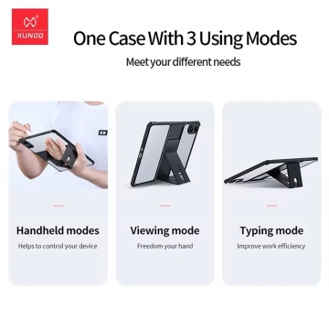 Чохол-накладка XUNDD (серія Beetle) для планшета Xiaomi Poco Pad / Xiaomi Redmi Pad Pro, задня панель з пластика (акрил), рама з термополіуретана, захист кутів смартфона «повітряними подушками», накладка для захисту блока камер, накладка на кнопки живлення та регулювання гучності, розкладна підставка для перегляду відео (фіксується магнітами), Київ, Киев