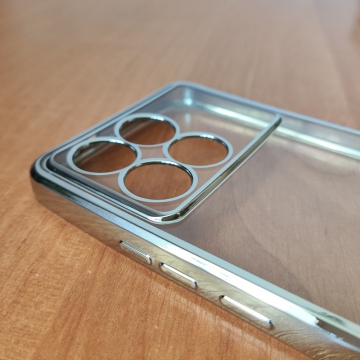 Чохол-накладка з кольоровим покриттям для Xiaomi Poco F6 Pro / Xiaomi Redmi K70 / Xiaomi Redmi K70 Pro, прозорий термополіуретан, виділені кольором рама і блок камер, додатковий захист кутів смартфона «повітряними подушками», накладка на кнопки регулювання гучності, Київ, Киев