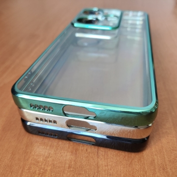 Чохол-накладка з кольоровим покриттям для Xiaomi Poco F6 / Xiaomi Redmi Turbo 3, прозорий термополіуретан, виділені кольором рама і блок камер, додатковий захист кутів смартфона «повітряними подушками», накладка на кнопки регулювання гучності, Київ, Киев