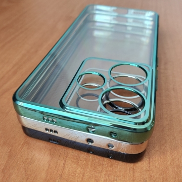 Чохол-накладка з кольоровим покриттям для Xiaomi Poco F6 / Xiaomi Redmi Turbo 3, прозорий термополіуретан, виділені кольором рама і блок камер, додатковий захист кутів смартфона «повітряними подушками», накладка на кнопки регулювання гучності, Київ, Киев