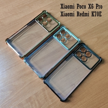 Чохол-накладка з кольоровим покриттям для Xiaomi Poco X6 Pro / Xiaomi Redmi K70E, прозорий термополіуретан, виділені кольором рама і блок камер, додатковий захист кутів смартфона «повітряними подушками», захист блоку камер, накладка на кнопки регулювання гучності, Київ, Киев