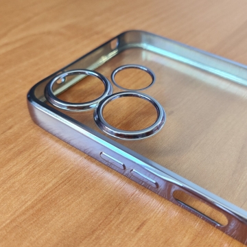 Чохол-накладка з кольоровим покриттям для Xiaomi Redmi 13 / Xiaomi Poco M6 4G, прозорий термополіуретан, виділені кольором рама і блок камер, додатковий захист кутів смартфона «повітряними подушками», накладка на кнопки регулювання гучності, Київ, Киев