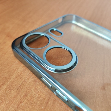 Чохол-накладка з кольоровим покриттям для Xiaomi Redmi 13C / Xiaomi Poco C65, прозорий термополіуретан, виділені кольором рама і блок камер, додатковий захист кутів смартфона «повітряними подушками», накладка на кнопки регулювання гучності, Київ, Киев