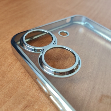 Чохол-накладка з кольоровим покриттям для Xiaomi Redmi 13C / Xiaomi Poco C65, прозорий термополіуретан, виділені кольором рама і блок камер, додатковий захист кутів смартфона «повітряними подушками», накладка на кнопки регулювання гучності, Київ, Киев