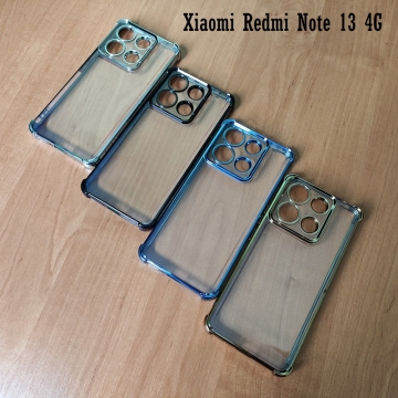 Чохол-накладка з кольоровим покриттям для Xiaomi Redmi Note 13 4G, прозорий термополіуретан, виділені кольором рама і блок камер, додатковий захист кутів смартфона «повітряними подушками», захист блоку камер, накладка на кнопки регулювання гучності, Київ, Киев