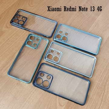 Чохол-накладка з кольоровим покриттям для Xiaomi Redmi Note 13 4G, прозорий термополіуретан, виділені кольором рама і блок камер, додатковий захист кутів смартфона «повітряними подушками», накладка на кнопки регулювання гучності, Київ, Киев