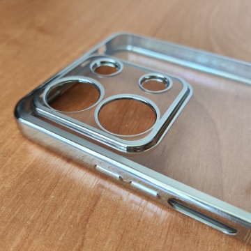 Чохол-накладка з кольоровим покриттям для Xiaomi Redmi Note 13 4G, прозорий термополіуретан, виділені кольором рама і блок камер, додатковий захист кутів смартфона «повітряними подушками», накладка на кнопки регулювання гучності, Київ, Киев