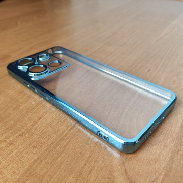 Чохол-накладка з кольоровим покриттям для Xiaomi Redmi Note 13 Pro 5G / Xiaomi Poco X6, прозорий термополіуретан, виділені кольором рама і блок камер, додатковий захист кутів смартфона «повітряними подушками», накладка на кнопки регулювання гучності, Київ, Киев