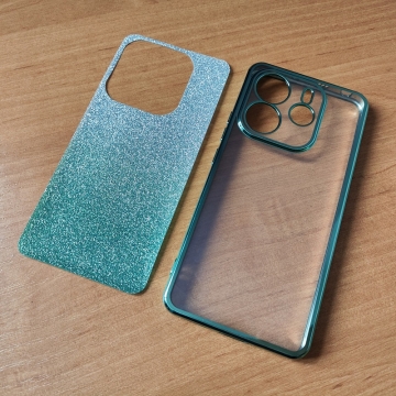 Чохол-накладка з кольоровим покриттям для Xiaomi Redmi Note 14 4G, прозорий термополіуретан, виділені кольором рама і блок камер, знімна підкладка для зміни кольору задньої панелі, додатковий захист кутів смартфона «повітряними подушками», накладка на кнопки регулювання гучності, Київ, Киев
