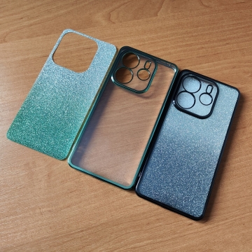 Чохол-накладка з кольоровим покриттям для Xiaomi Redmi Note 14 4G, прозорий термополіуретан, виділені кольором рама і блок камер, знімна підкладка для зміни кольору задньої панелі, додатковий захист кутів смартфона «повітряними подушками», накладка на кнопки регулювання гучності, Київ, Киев