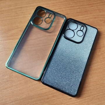 Чохол-накладка з кольоровим покриттям для Xiaomi Redmi Note 14 4G, прозорий термополіуретан, виділені кольором рама і блок камер, знімна підкладка для зміни кольору задньої панелі, додатковий захист кутів смартфона «повітряними подушками», накладка на кнопки регулювання гучності, Київ, Киев