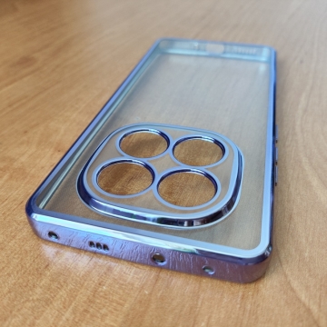 Чохол-накладка з кольоровим покриттям для Xiaomi Redmi Note 14 Pro 5G / Xiaomi Poco X7, прозорий термополіуретан, виділені кольором рама і блок камер, додатковий захист кутів смартфона «повітряними подушками», накладка на кнопки регулювання гучності, Київ, Киев