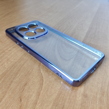 Чохол-накладка з кольоровим покриттям для Xiaomi Redmi Note 14 Pro 5G / Xiaomi Poco X7, прозорий термополіуретан, виділені кольором рама і блок камер, додатковий захист кутів смартфона «повітряними подушками», накладка на кнопки регулювання гучності, Київ, Киев