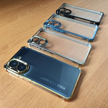 Чохол-накладка з кольоровим покриттям і посиленими кутами для Xiaomi Poco X7 Pro / Xiaomi Redmi Turbo 4 Чохол-накладка з кольоровим покриттям для смартфона Xiaomi Poco X7 Pro / Xiaomi Redmi Turbo 4, прозорий термополіуретан, виділені кольором рама і блок камер, додатковий захист кутів смартфона «повітряними подушками», захист блоку камер, накладка на кнопки регулювання гучності, Київ, Киев