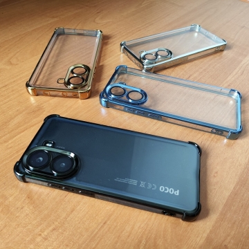 Чохол-накладка з кольоровим покриттям і посиленими кутами для Xiaomi Poco X7 Pro / Xiaomi Redmi Turbo 4 Чохол-накладка з кольоровим покриттям для смартфона Xiaomi Poco X7 Pro / Xiaomi Redmi Turbo 4, прозорий термополіуретан, виділені кольором рама і блок камер, додатковий захист кутів смартфона «повітряними подушками», захист блоку камер, накладка на кнопки регулювання гучності, Київ, Киев