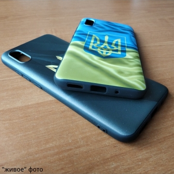 Чохол-накладка з прапором / гербом України для Xiaomi Redmi 9A, чехол с флагом / гербом Украины, противоударный бампер, Слава Україні, термополіуретан, зображення прапора / герба України, стійкість до подряпин, накладки на кнопки регулювання гучності, подвійний отвір для кріплення ремінця, чорный з малюнком, Київ Киев